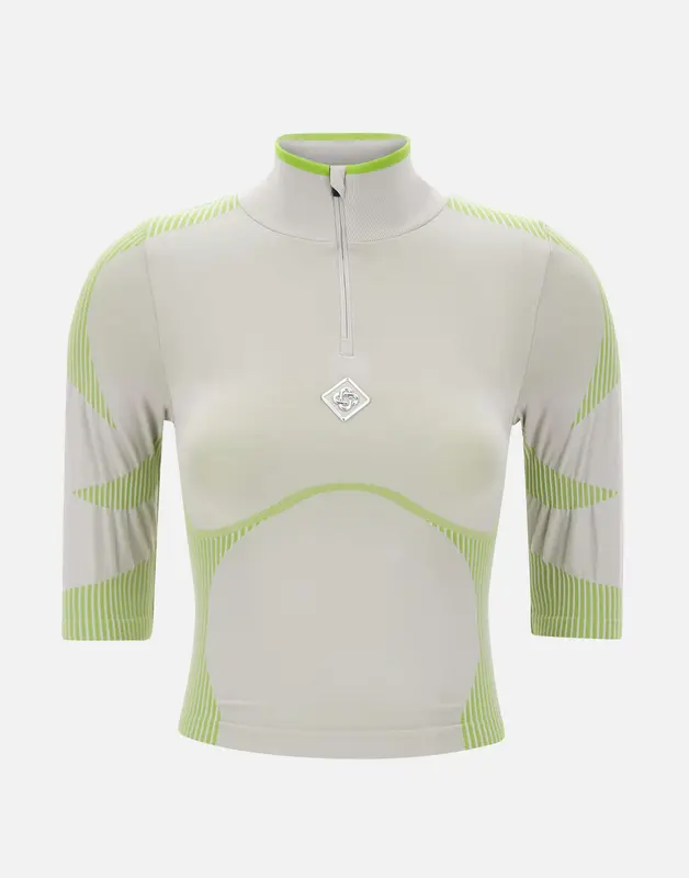 Top senza cuciture con mezza zip