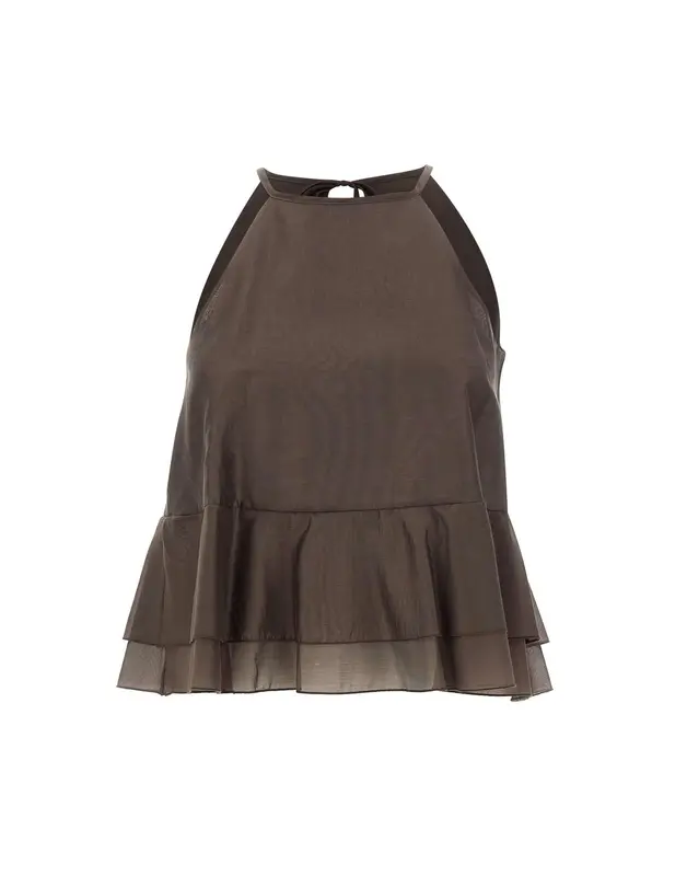 Top smanicato con balze
