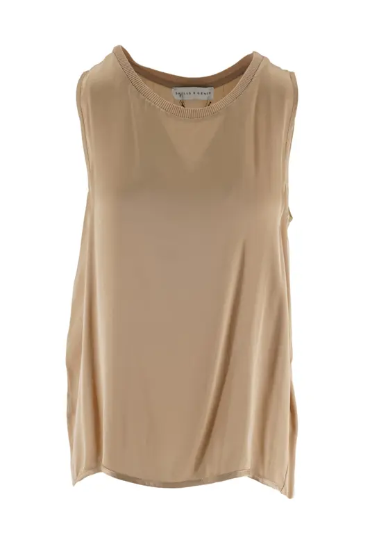 Top Smanicato in Viscosa / Beige
