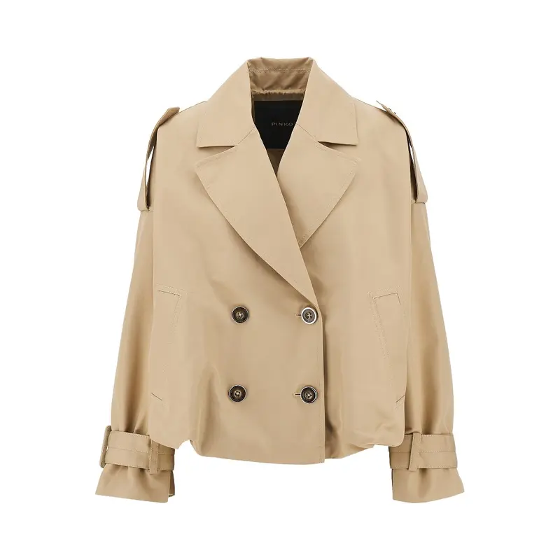 Trench doppiopetto corto in misto cotone