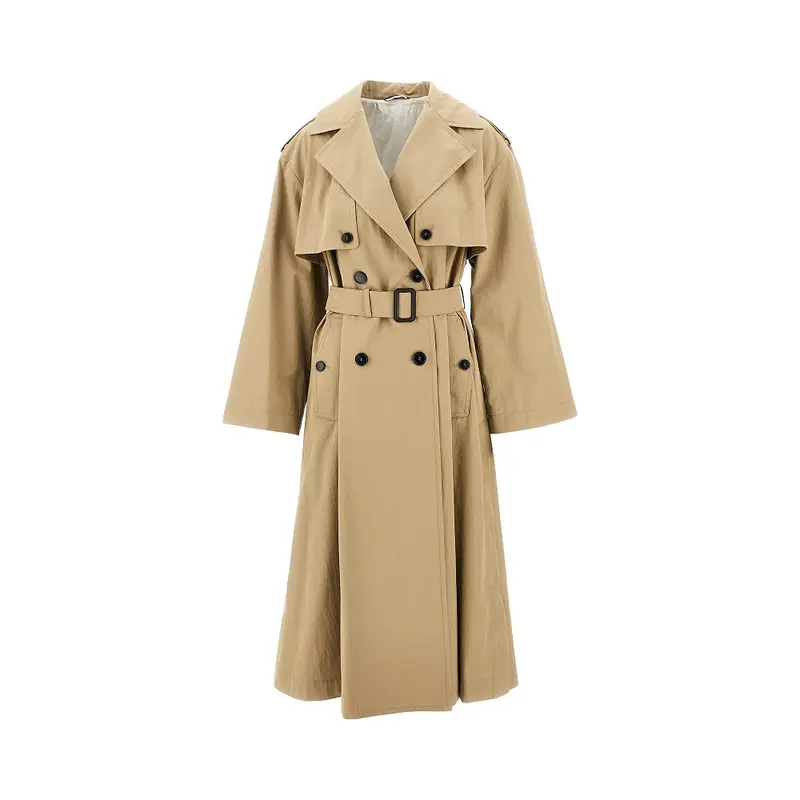 Trench doppiopetto oversize in gabardine