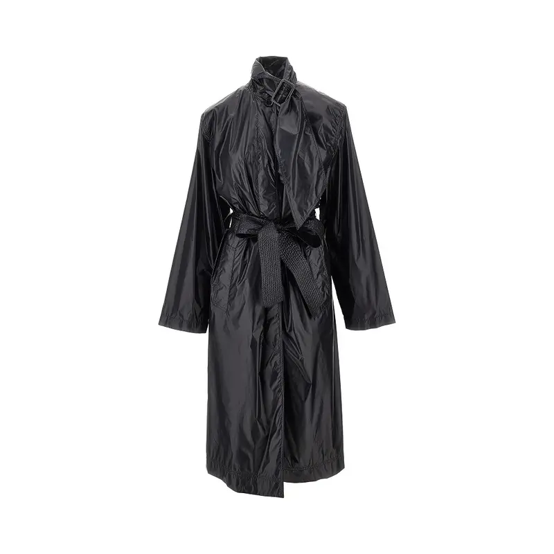 Trench in nylon con collo lavallière