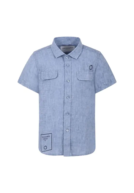 Trussardi Camicia Manica Corta in Lino e Viscosa Prelog