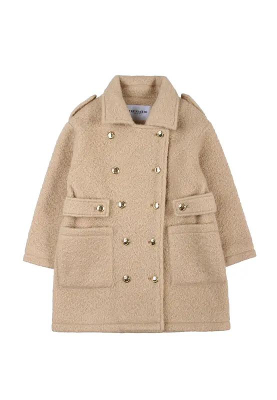 Trussardi Cappotto Lungo con Bottoni Effetto Lurex