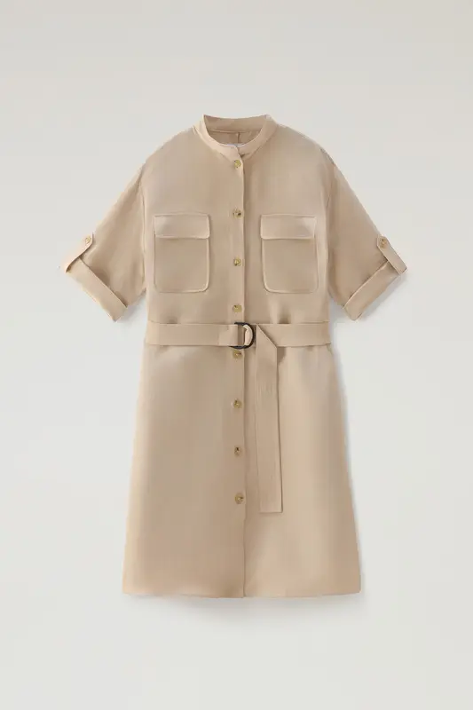 Vestito in Misto Viscosa e Lino Woolrich / Beige
