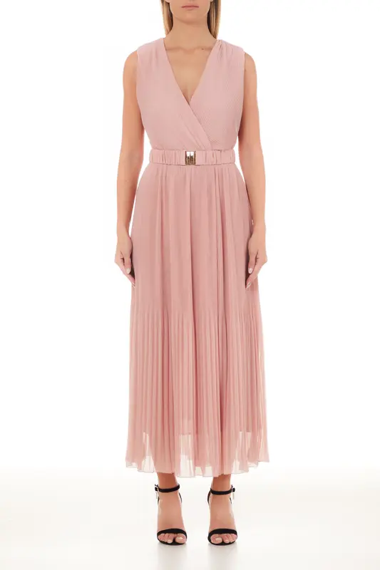Vestito Plissé in Georgette / Rosa