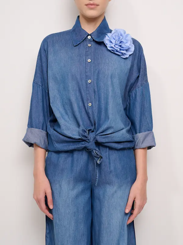 VICOLO - CAMICIA NODO FIORE - DENIM