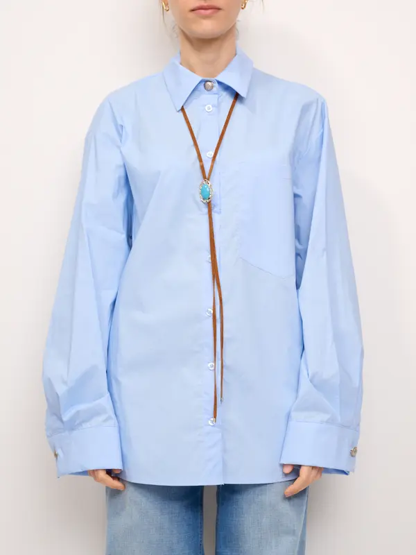 VICOLO - CAMICIA OVER - CELESTE
