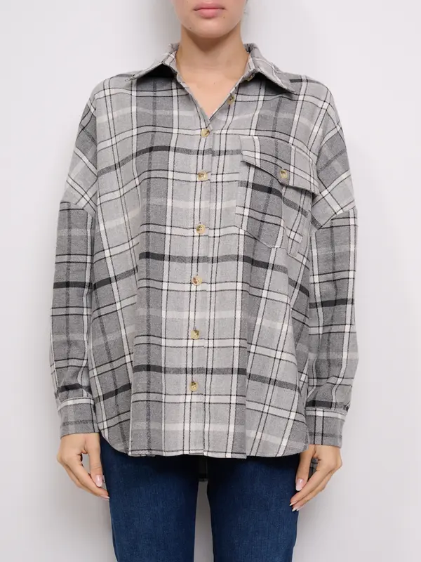 VICOLO - CAMICIA QUADRI - GRIGIO