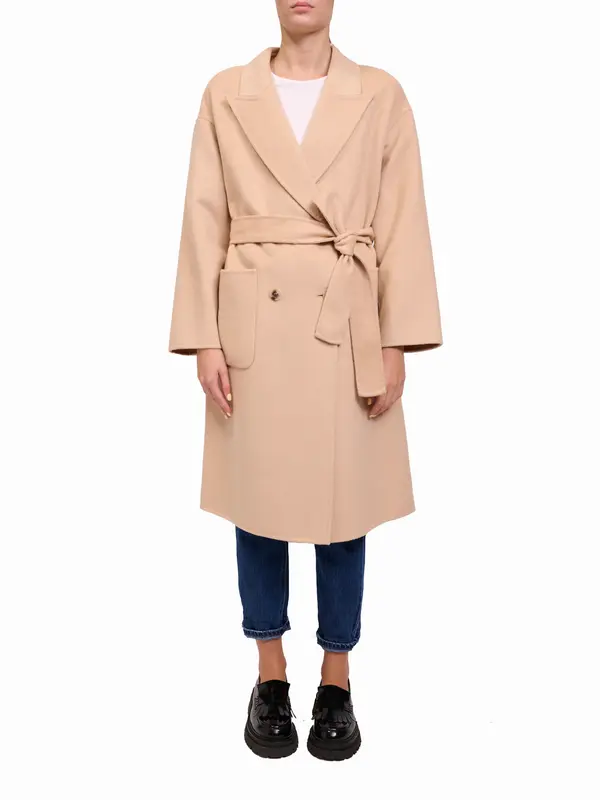 VICOLO - CAPPOTTO DOPPIO PETTO CINTA - CREMA