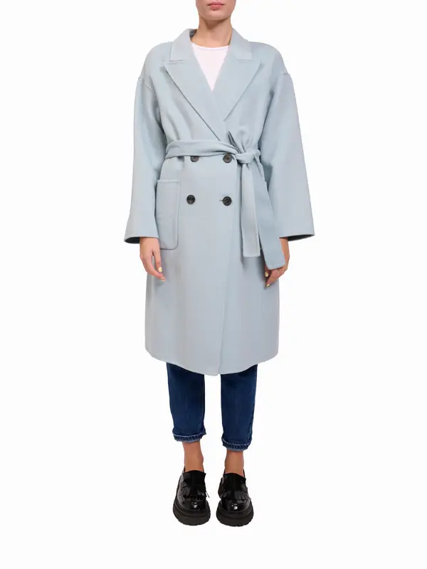 VICOLO - CAPPOTTO DOPPIO PETTO CINTA - POLVERE