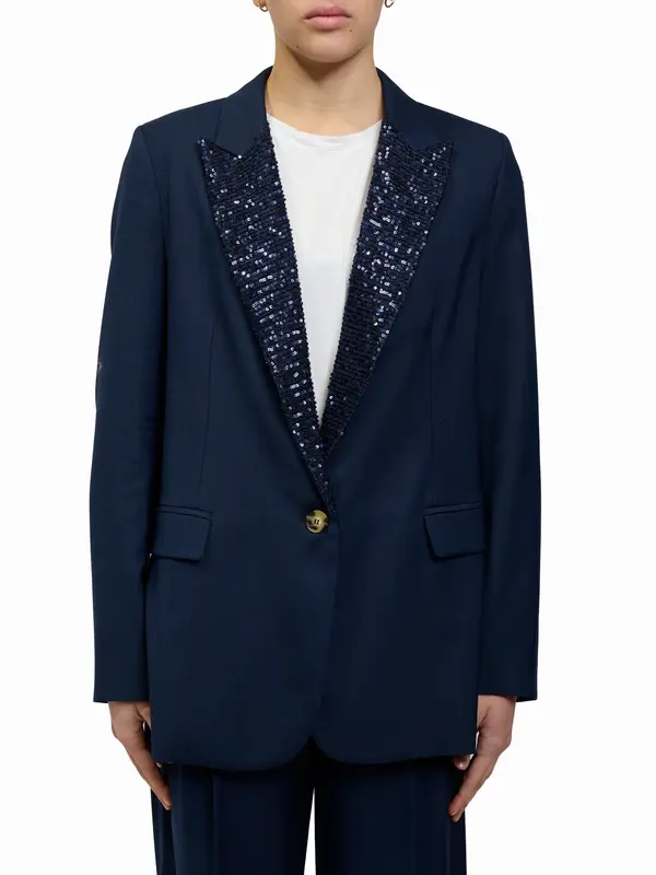 VICOLO - GIACCA UN BOTTONE CON PAILLETTES - BLU