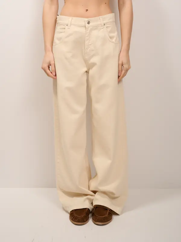 VICOLO - JEANS MIA GAMBA LARGA - CREMA