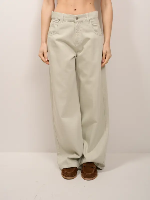 VICOLO - JEANS MIA GAMBA LARGA - VERDE ACQUA