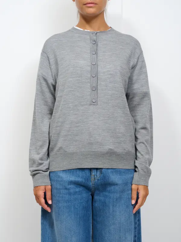 VICOLO - MAGLIA GIROCOLLO CON BOTTONI - GRIGIO