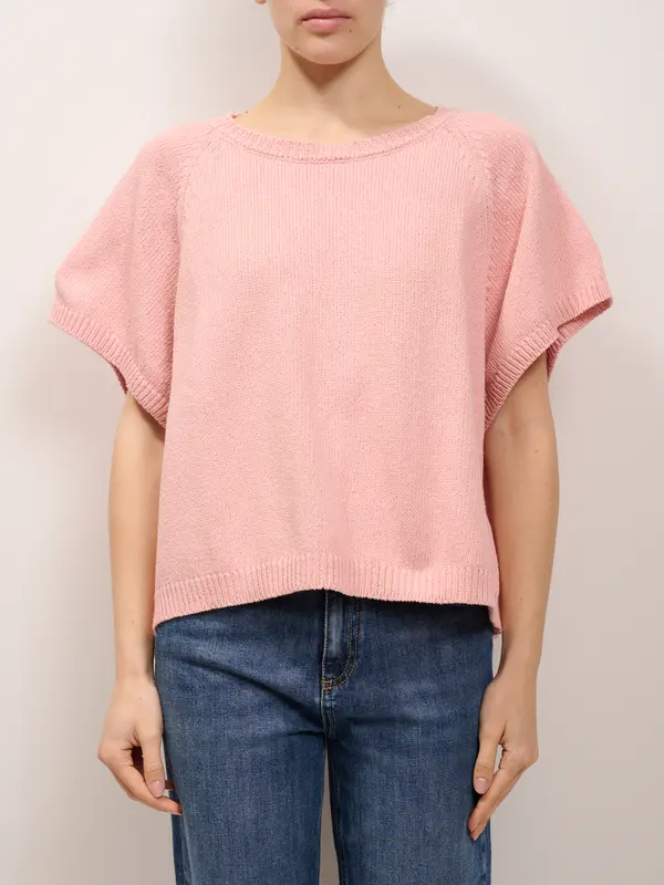 VICOLO - MAGLIA GIROCOLLO MEZZA MANICA - ROSA