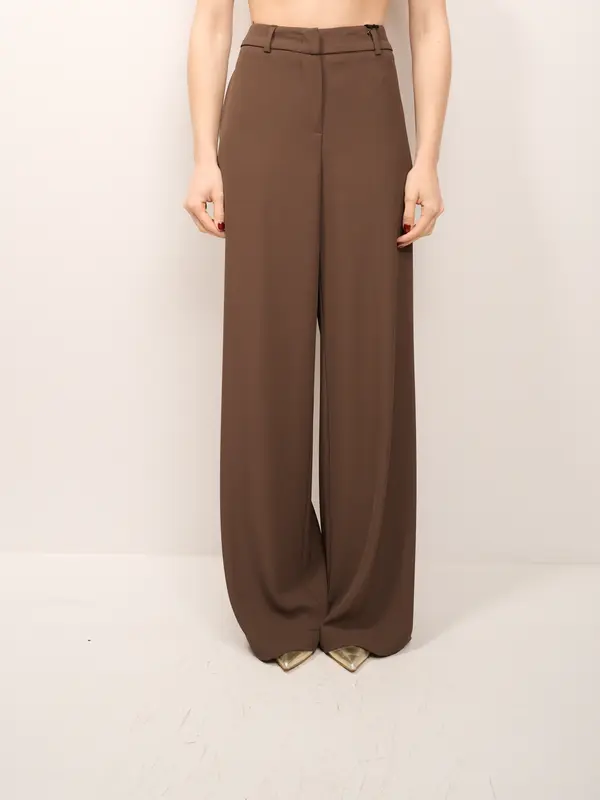 VICOLO - PANTALONE LARGO CREPE - FONDENTE