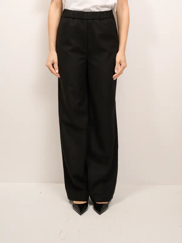 VICOLO - PANTALONE LARGO ELASTICO - NERO