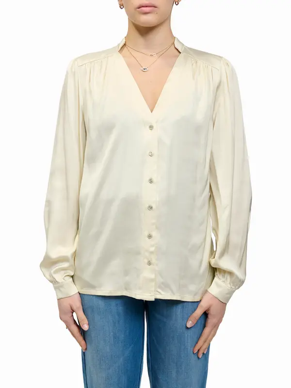 WU'SIDE - CAMICIA TINTA UNITA - AVORIO