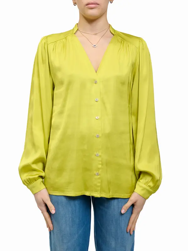 WU'SIDE - CAMICIA TINTA UNITA - LIME