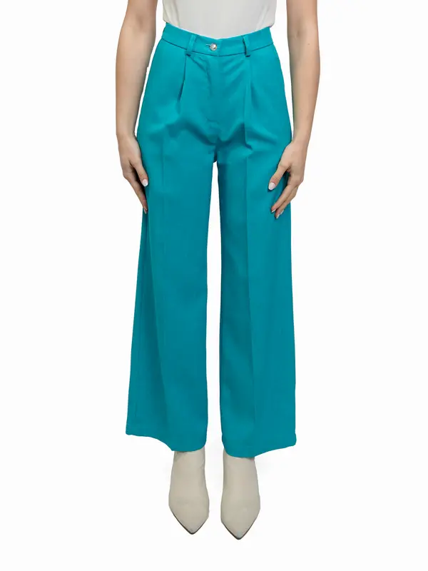 WU'SIDE - PANTALONE CON PENCES - TURCHESE