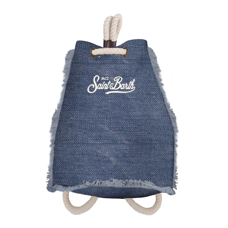 Zaino in Lino con Logo / Jeans