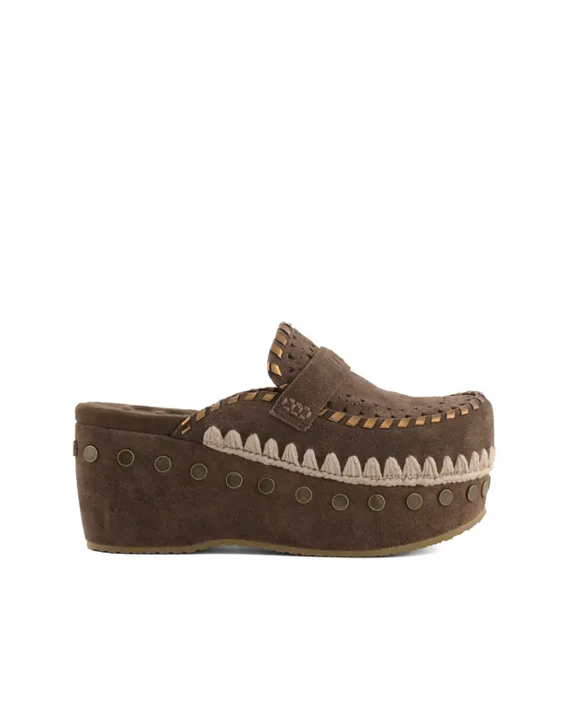 Zoccolo Clog Overstitching suede deep brown