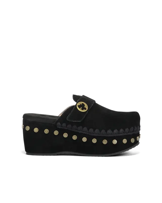 Zoccolo Clog Plain suede nero